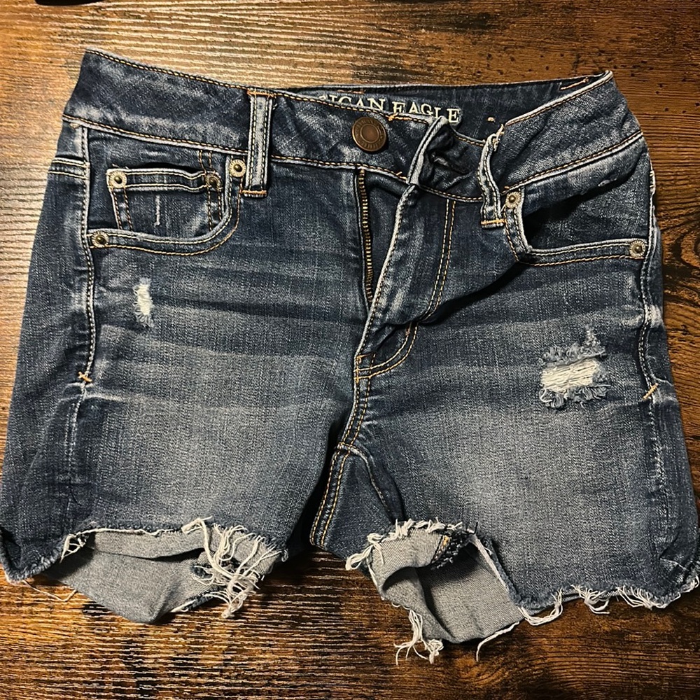 American Eagle distressed torn ripped shorts size 0 super stretch